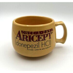 Aricept Drug Rep Pharmaceutical Collectible Coffee‎ Soup Cup Mug Yellow